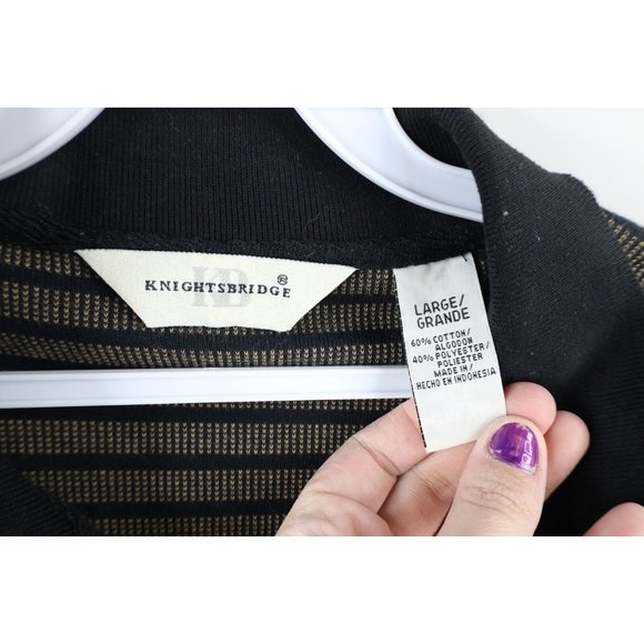 Vtg 90s Streetwear Mens Large Faded Striped Knit Long Sleeve Rugby Polo Shirt - Picture 5 of 8